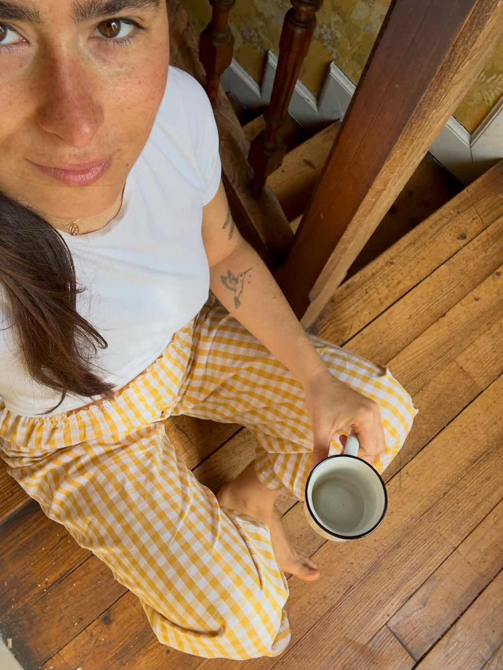Ochre Vichy Smocked Pants・Ladelza Atelier