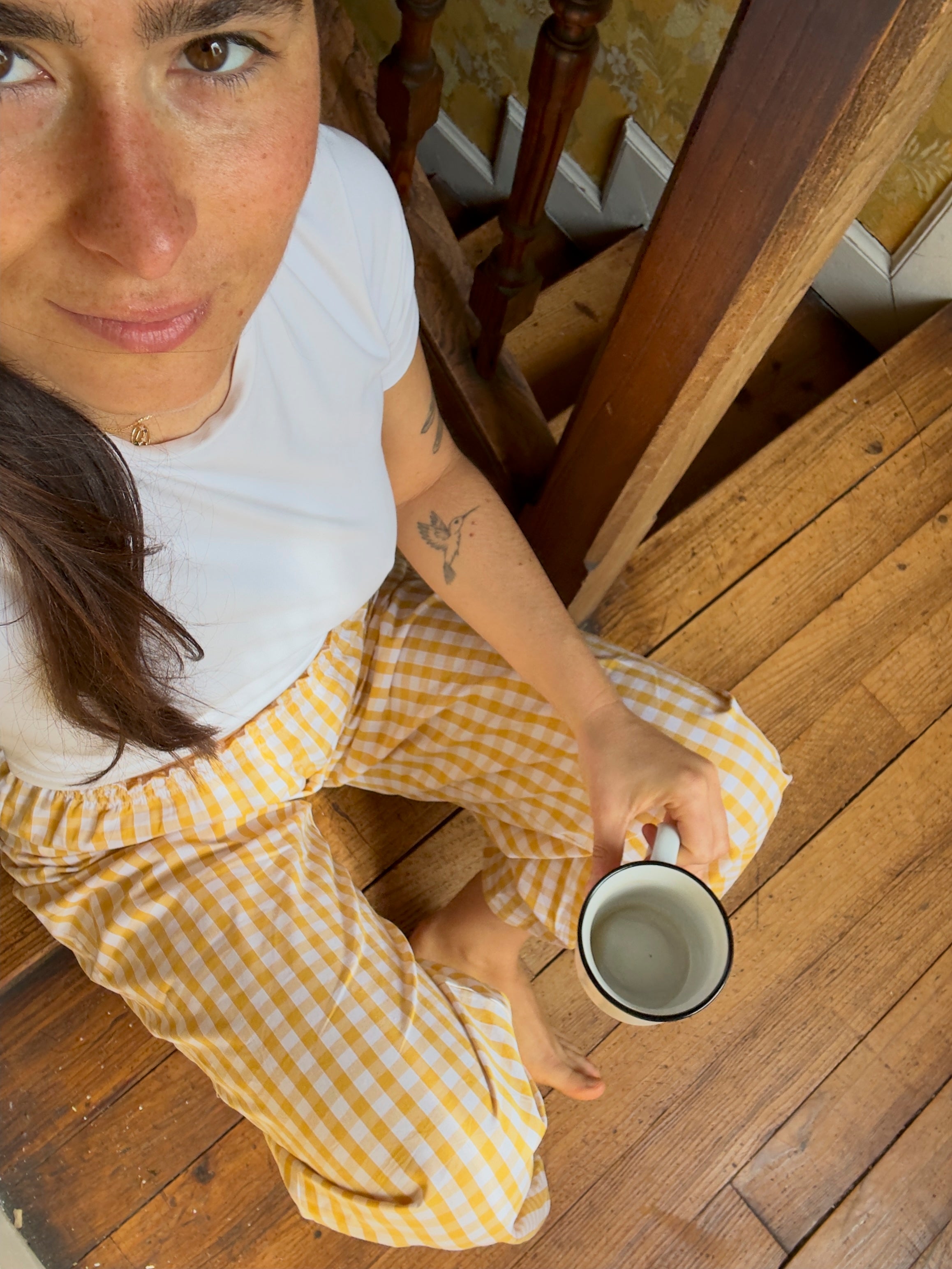 Ochre Vichy Smocked Pants・Ladelza Atelier