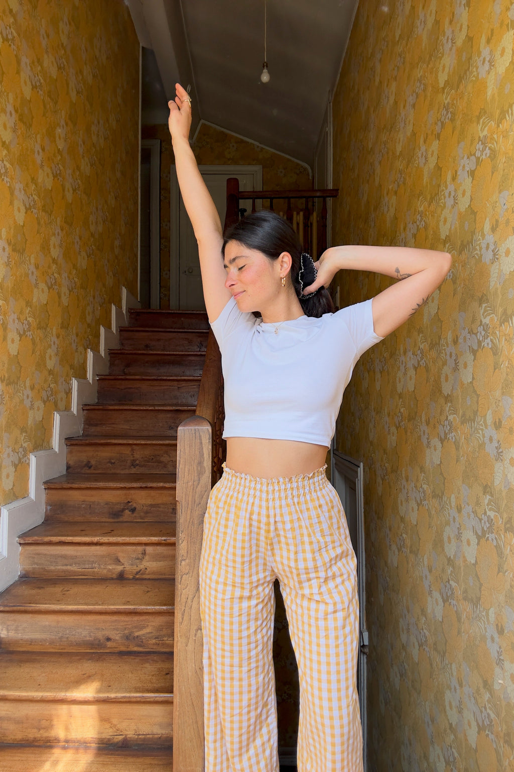 Ochre Vichy Smocked Pants・Ladelza Atelier