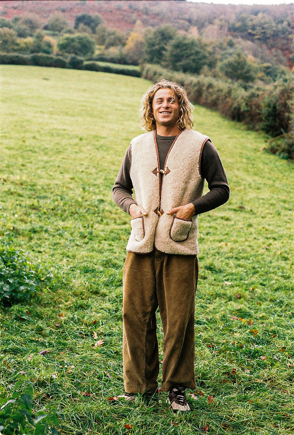 Sheepskin wool brown jacket