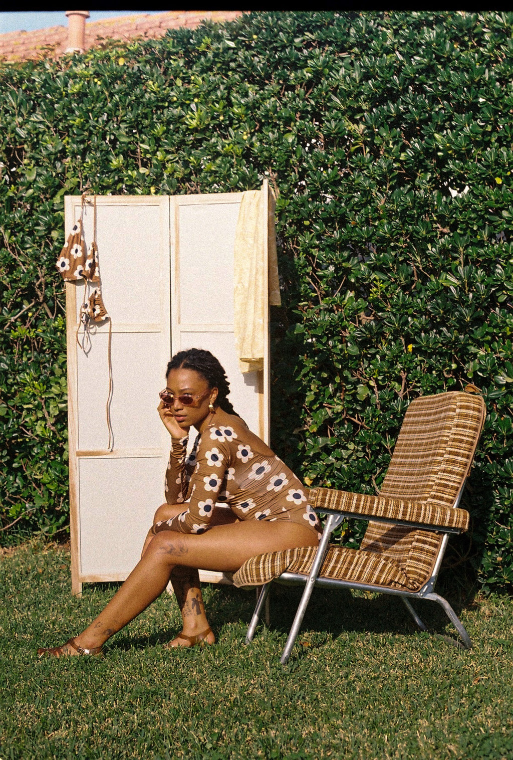 Dolphin Love Swim • Flower Brown One Piece