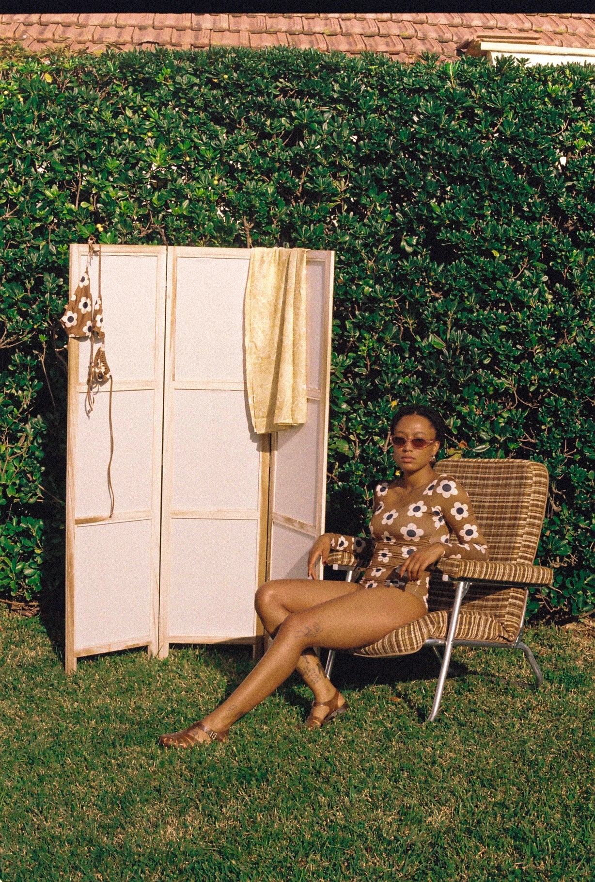 Dolphin Love Swim • Flower Brown One Piece