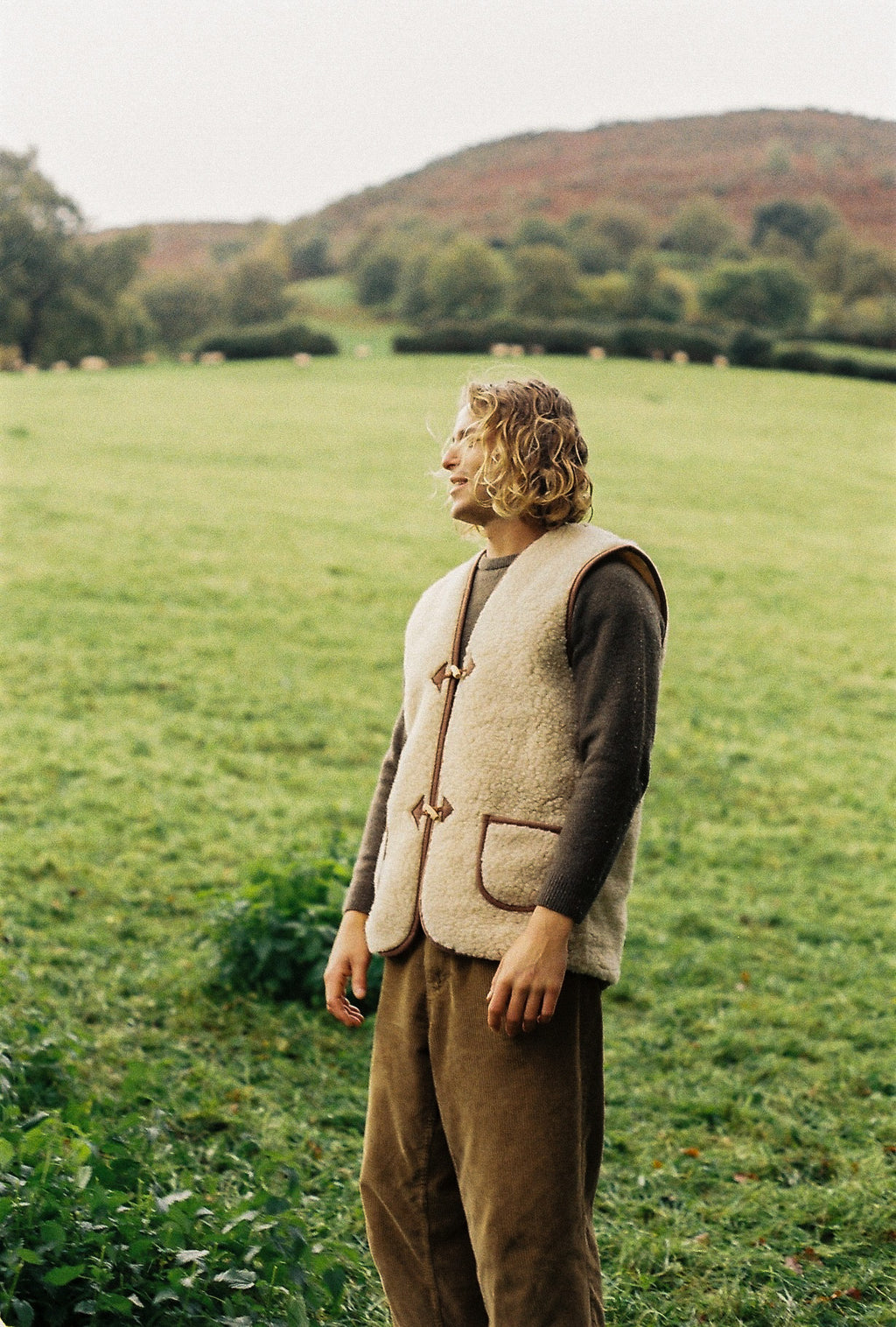 Sheepskin wool brown jacket