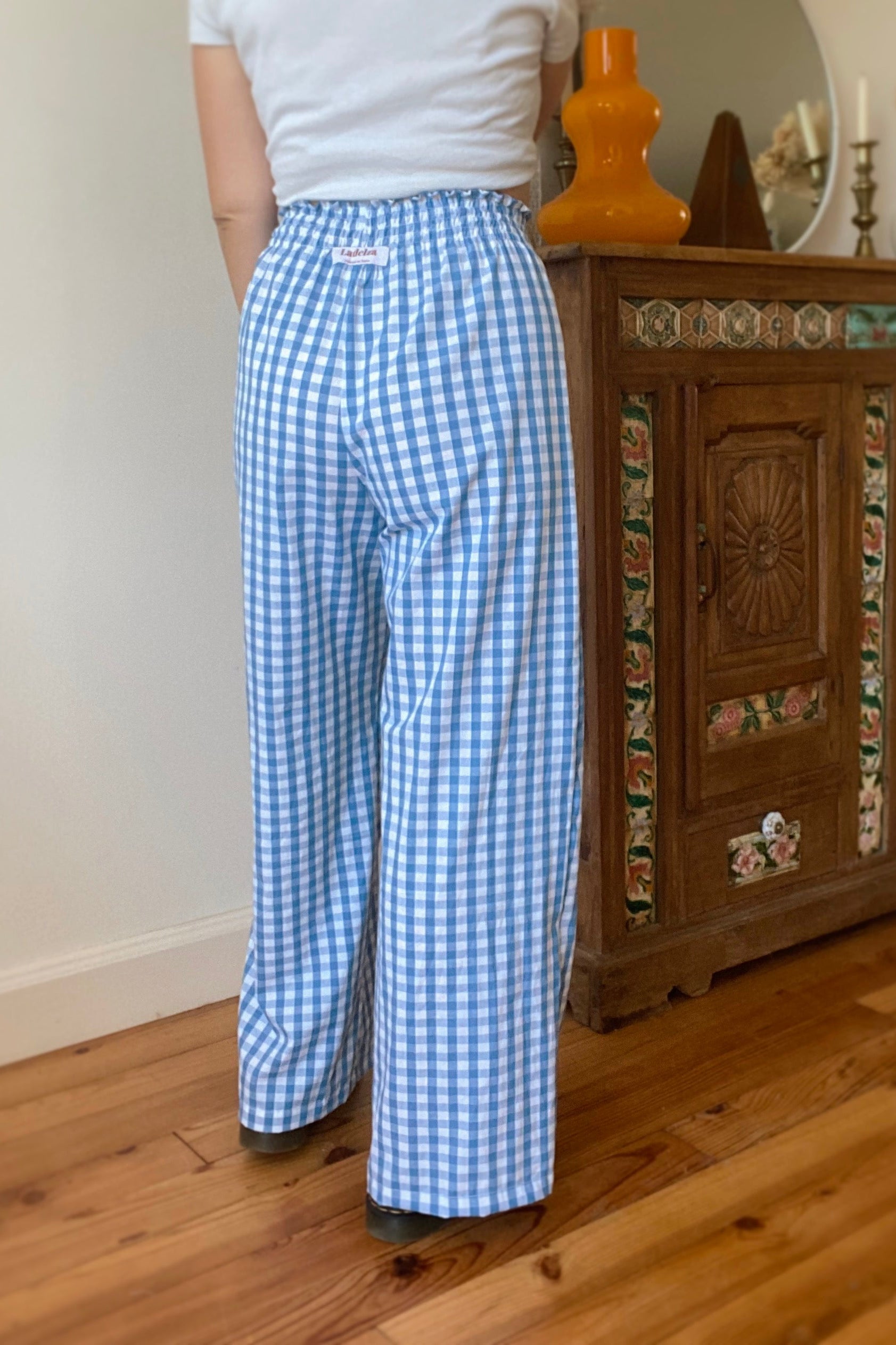 Blue Vichy Smocked Pants・Ladelza Atelier