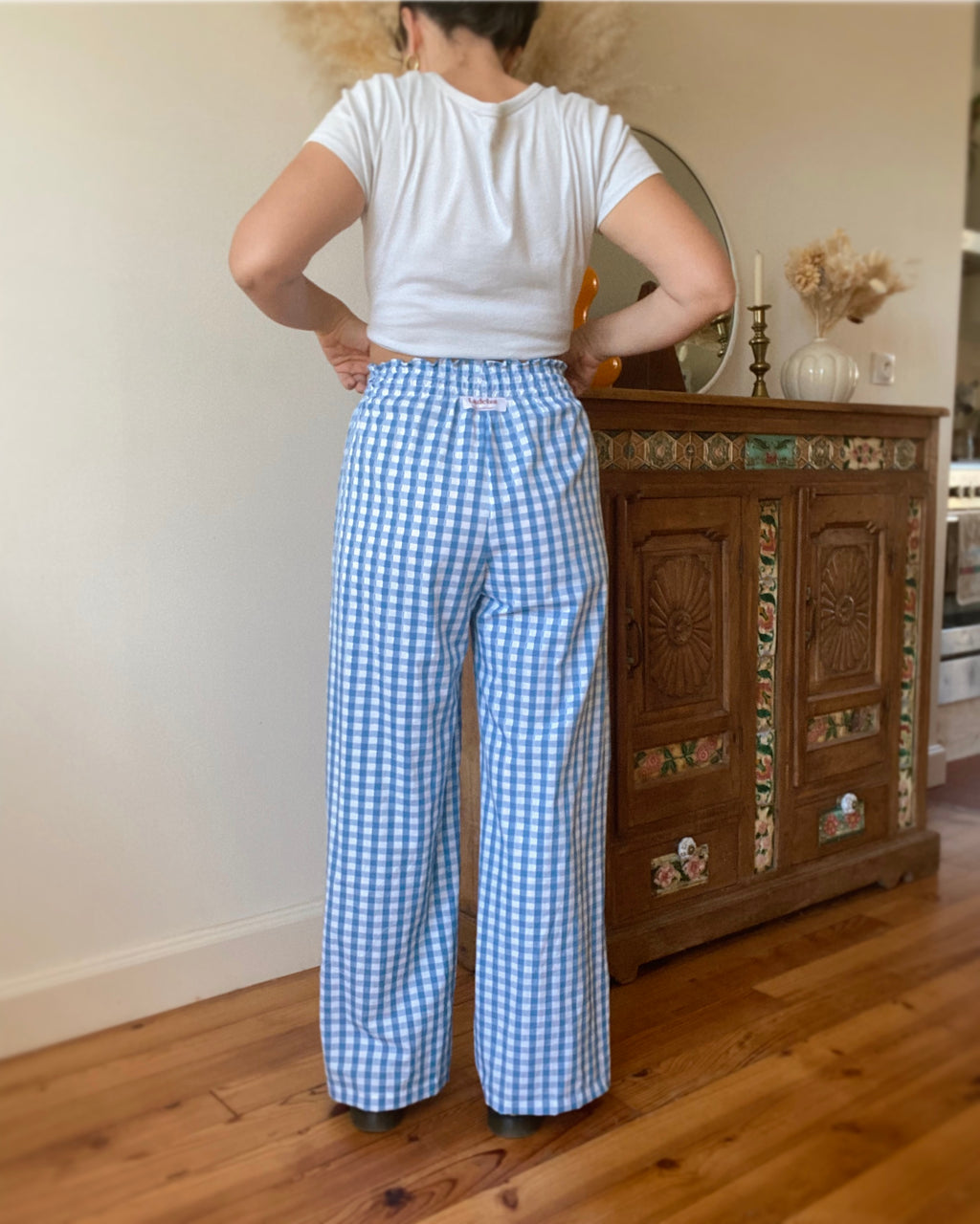 Blue Vichy Smocked Pants・Ladelza Atelier