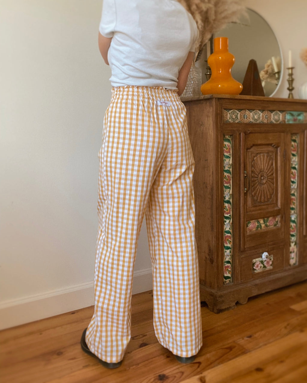 Ochre Vichy Smocked Pants・Ladelza Atelier