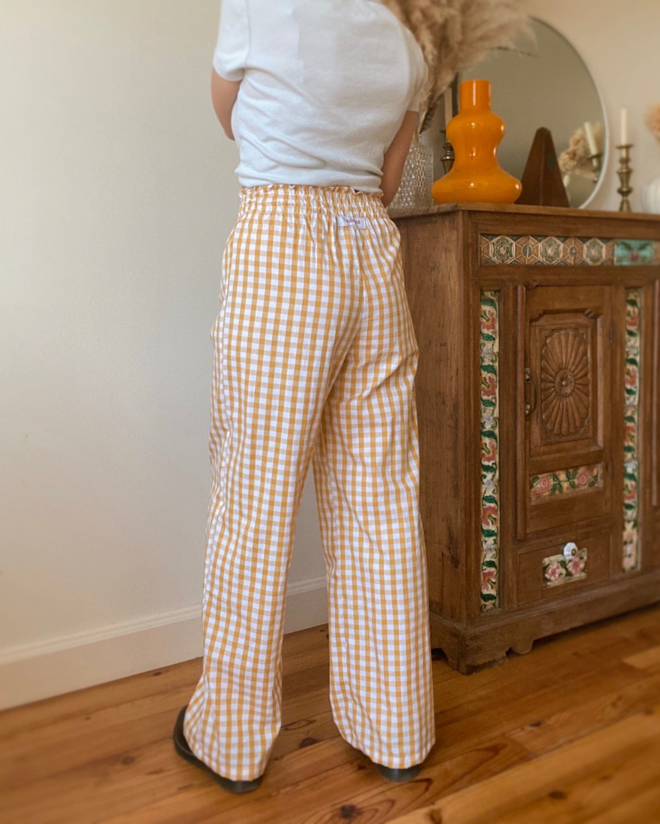 Ochre Vichy Smocked Pants・Ladelza Atelier