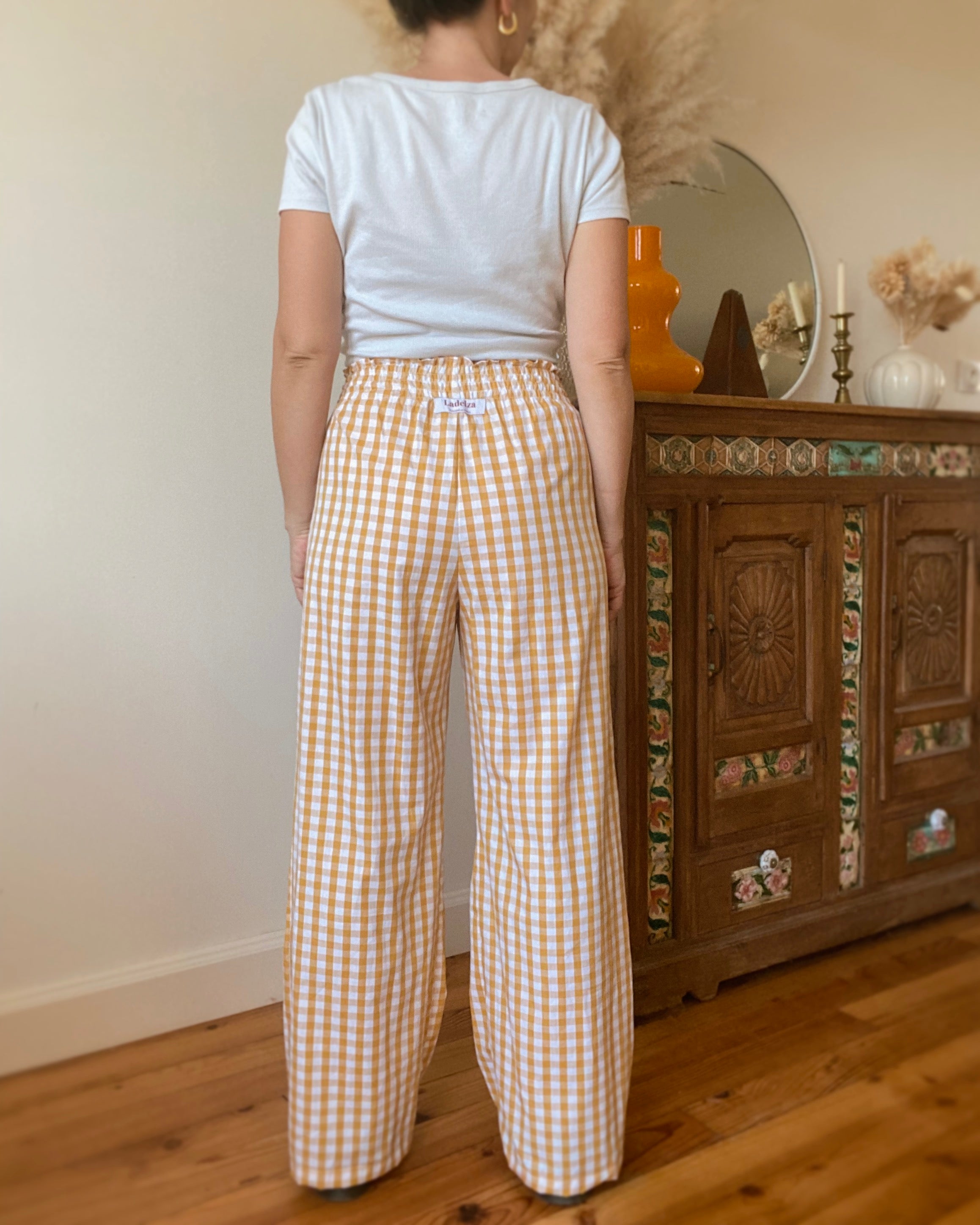 Ochre Vichy Smocked Pants・Ladelza Atelier