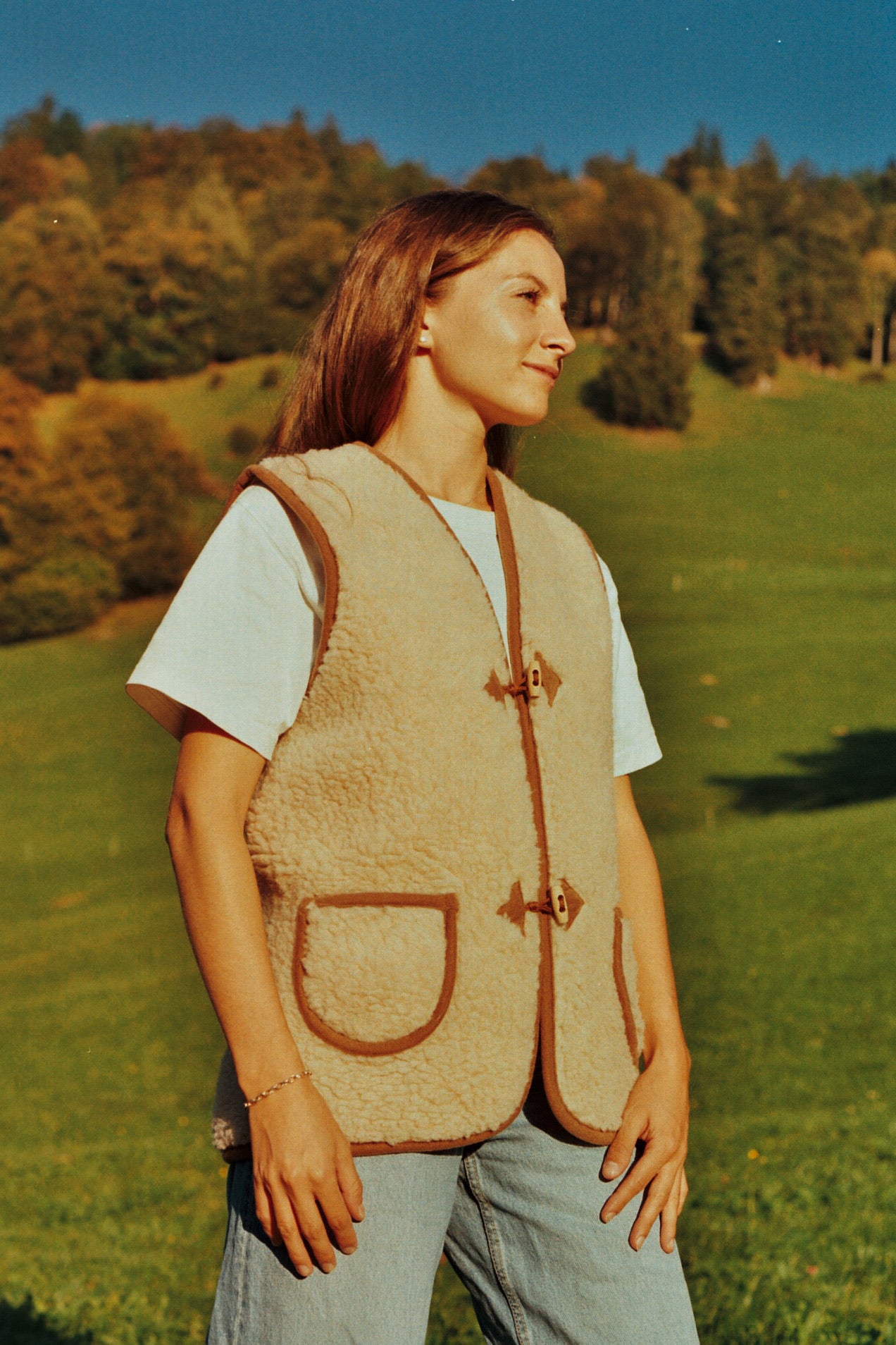 Sheepskin wool brown jacket