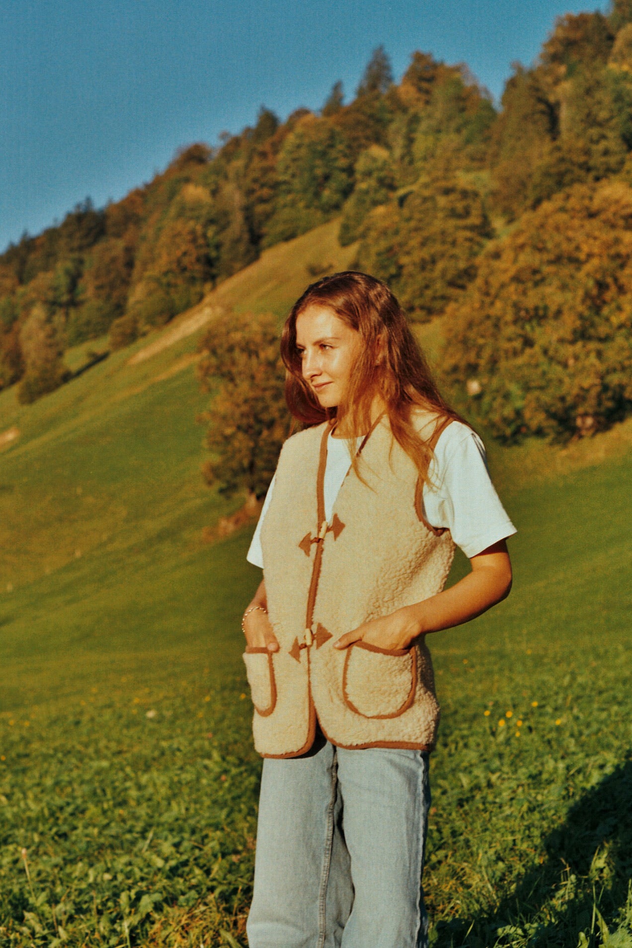 Sheepskin wool brown jacket