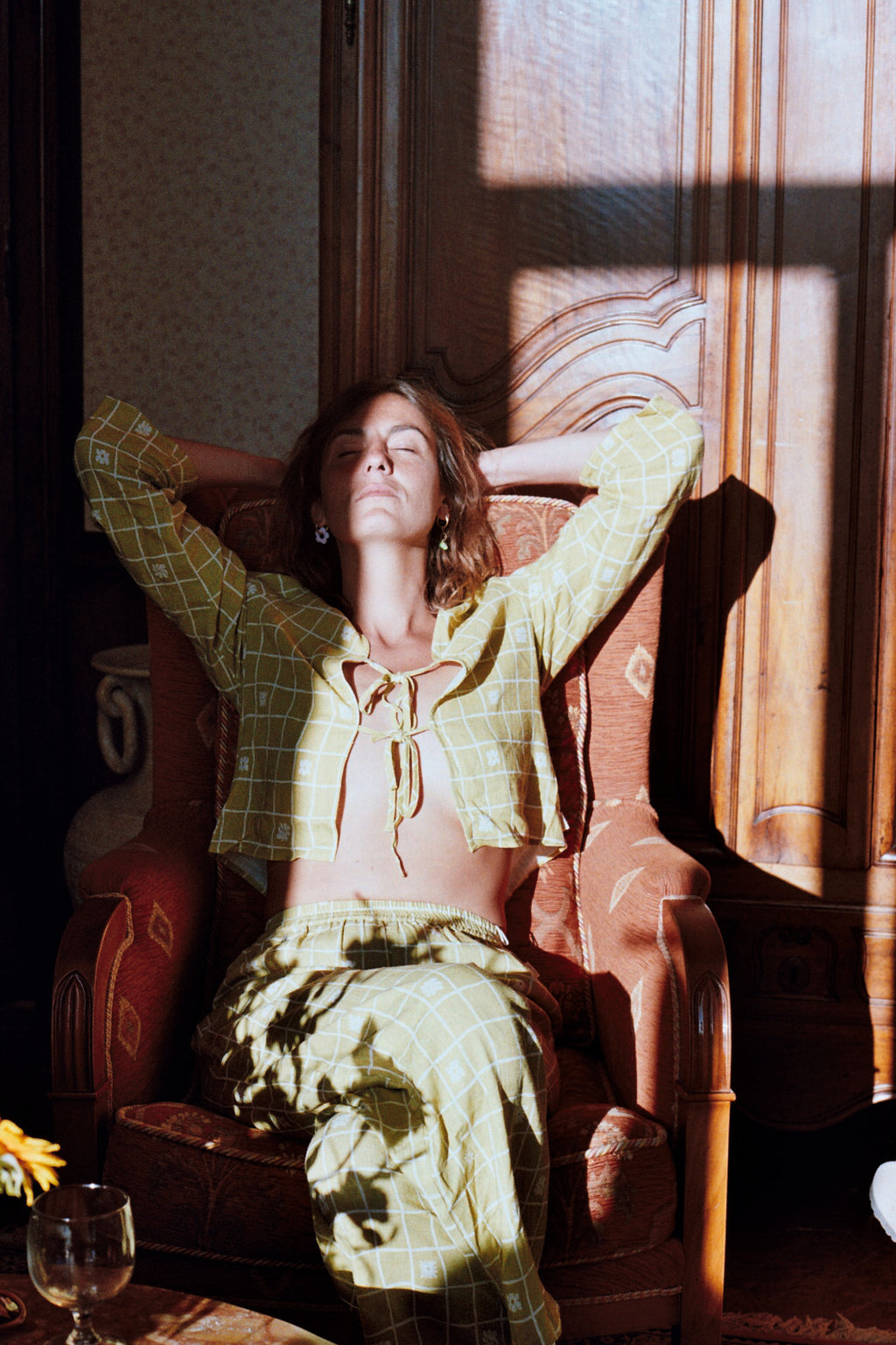 Floral Check Top · Linen