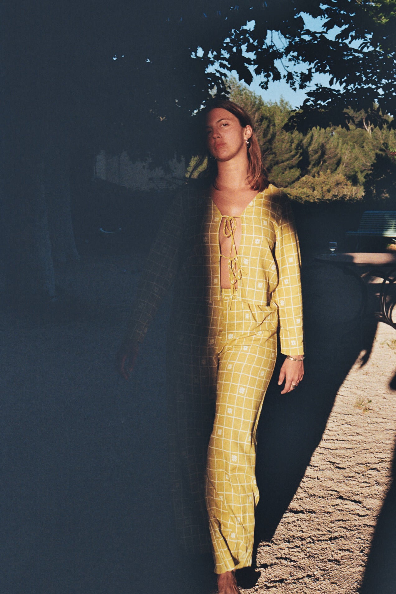 Floral Check Top · Linen