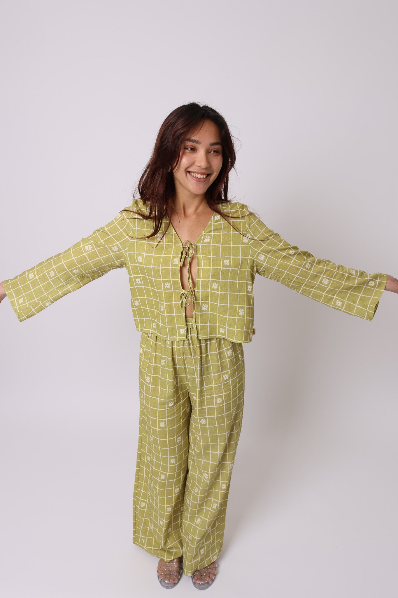 Floral Check Top · Linen