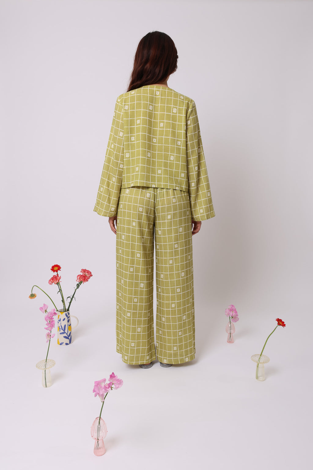 Floral Check Top · Linen