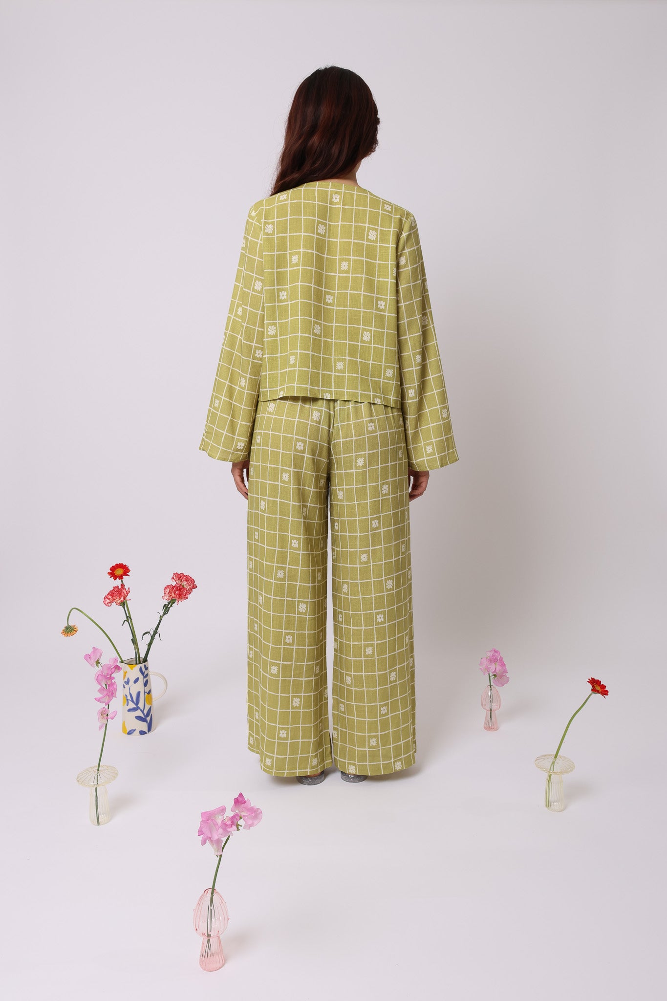 Floral Check Top · Linen