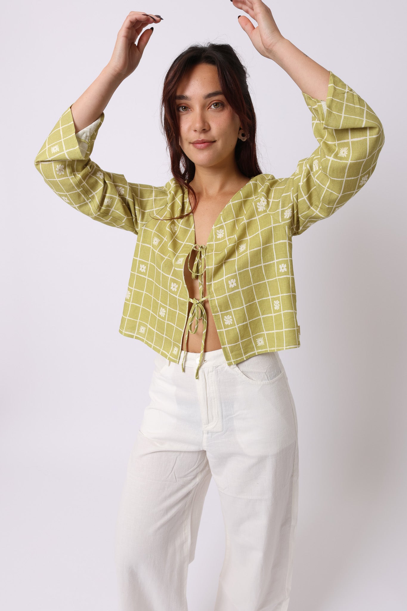 Floral Check Top · Linen